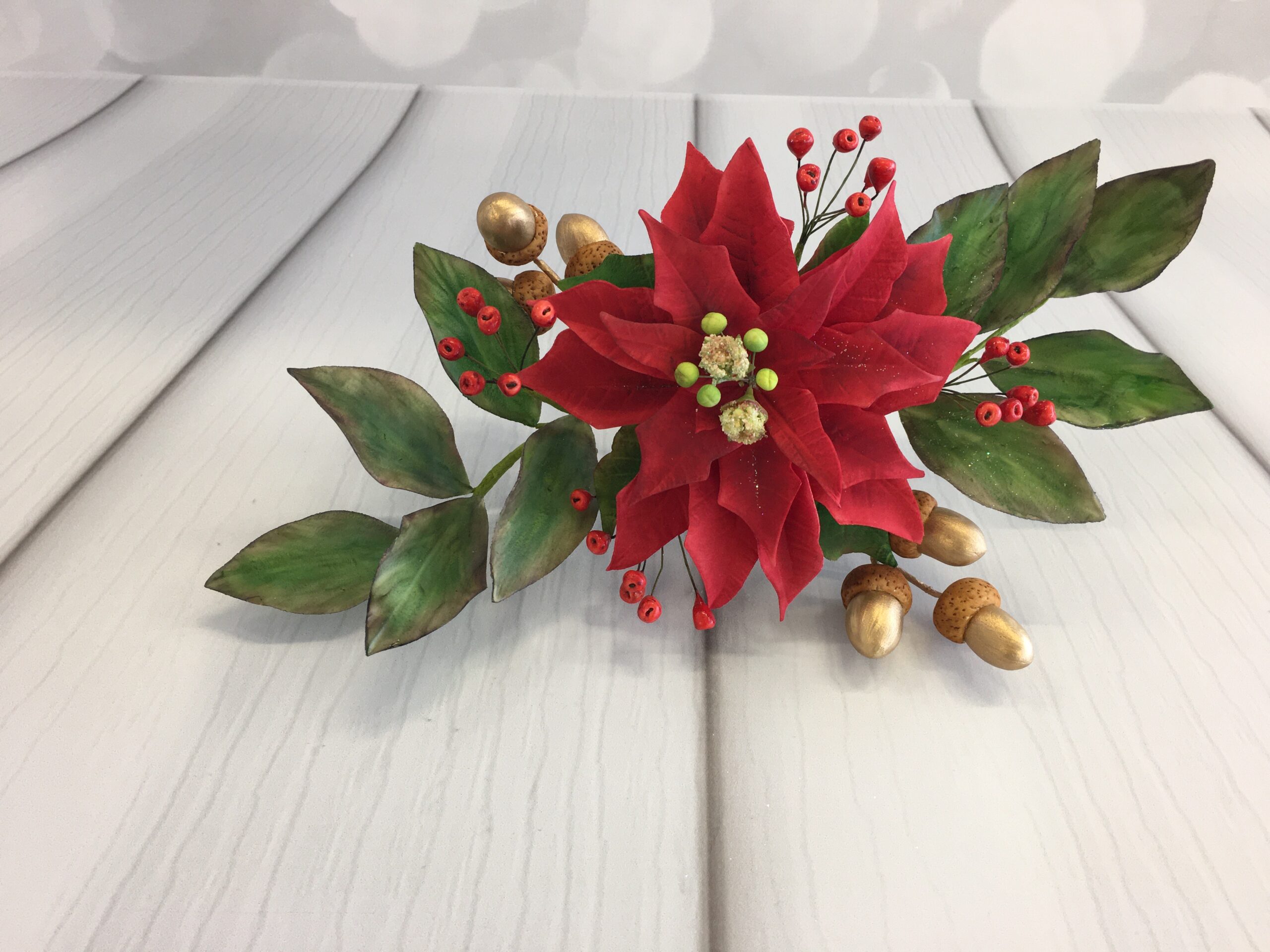 November Tuesday Evening Christmas Sugar Flowers 'Festive Candle Arrangement'